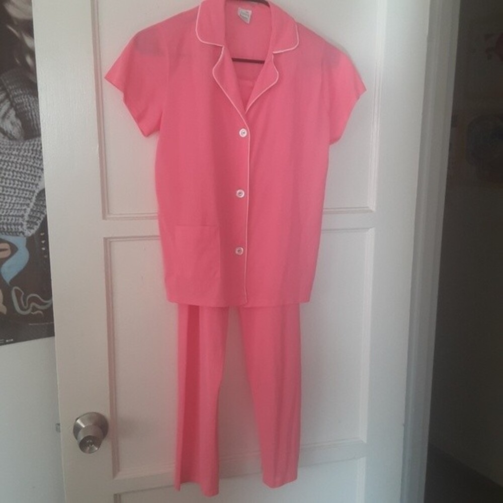 Vintage Pennys Gaymode 3 Piece Pajama Set Pink Size Small 1960's